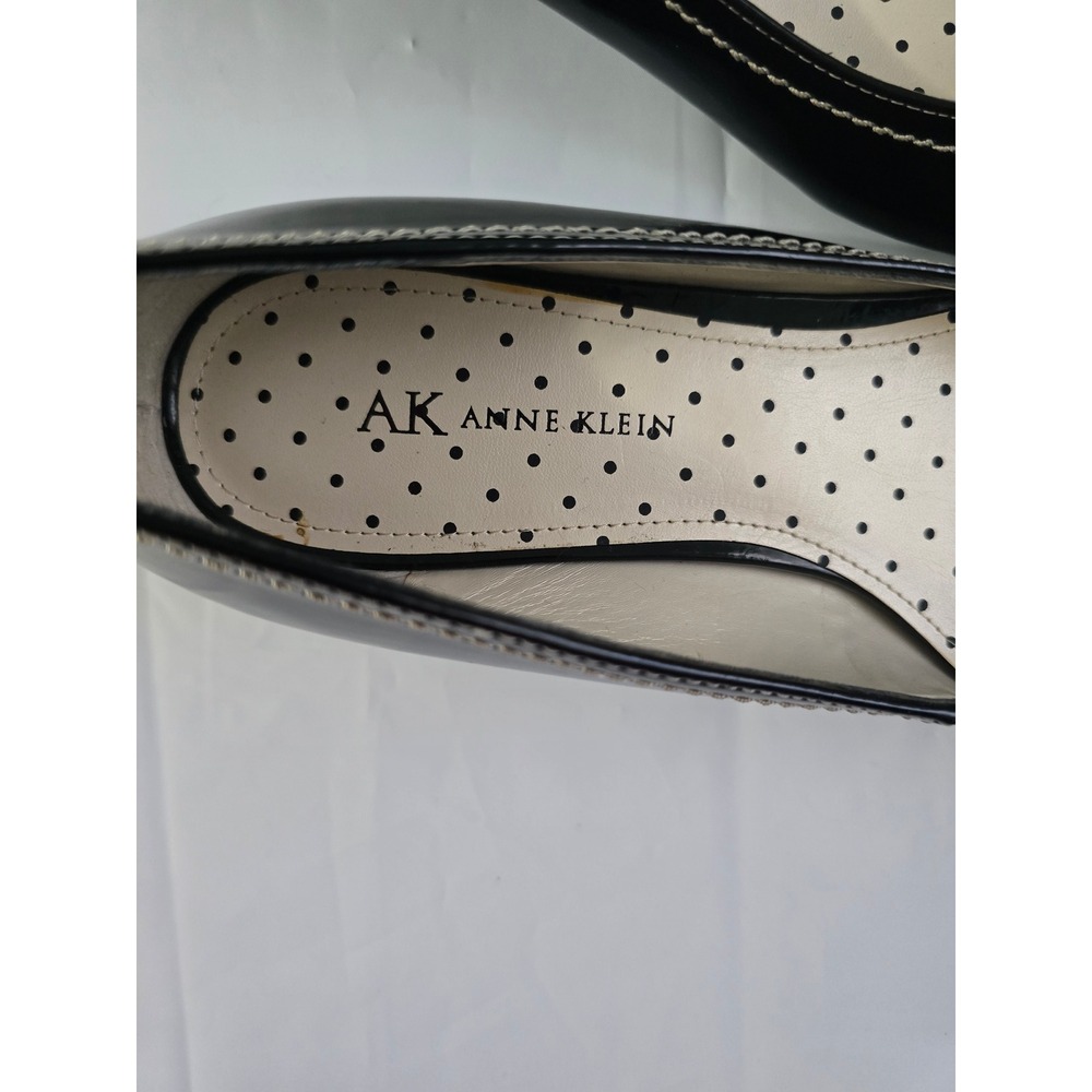 Anne Klein Akadelie Black Patent Bow Pointed Toe Wedge Pumps Shoes Womens 8.5 M - Picture 11 of 13